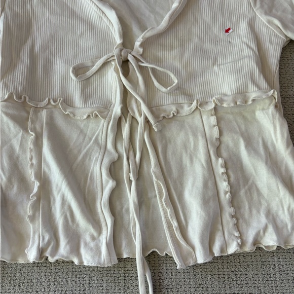 BDG Kimchi Blue Melissa Tie-Front Top in IVORY - Picture 7 of 10